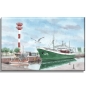 Preview: Leinwand 30 x 20 cm Keilrahmen Canvas-Leinen Aquarell Kunst Druck Kunstdruck Bremerhaven Fischereihafen Museumsschiff FMS GERA - BHV4